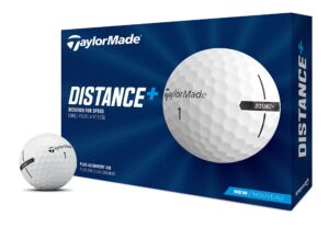 taylormade 2021 taylormade distance+ dozen golf balls, white (1 box with four lines of 3 balls each, 12 golf balls in total)