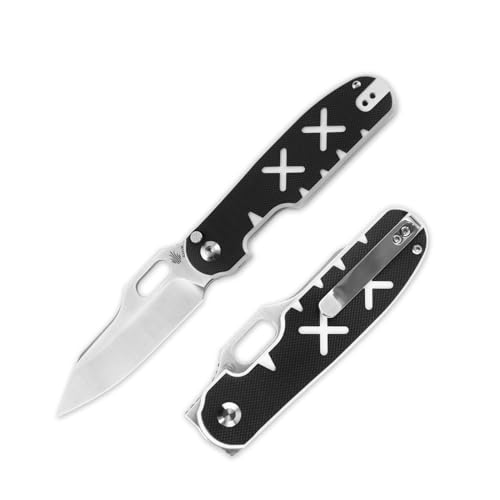 Kizer Cormorant Pocket Knife, Button Lock EDC Folding Knife, Survival Hunting Knife, Camping Knife with Thumb Hole and Flipper Opening, Textured G10 Handle with S35VN Blade, Ki4562A1