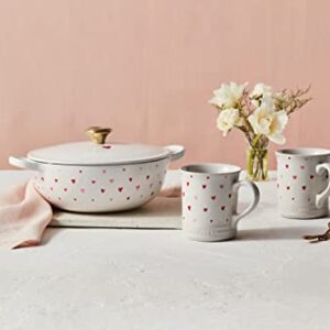 Le Creuset L'Amour Enameled Cast Iron Soup Pot, 2.75 Quarts, White with Heart Applique & Light Gold Knob