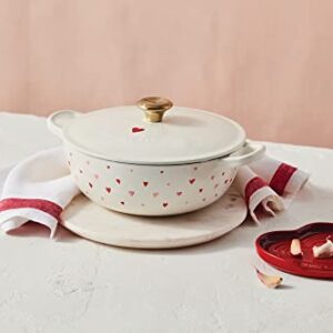 Le Creuset L'Amour Enameled Cast Iron Soup Pot, 2.75 Quarts, White with Heart Applique & Light Gold Knob