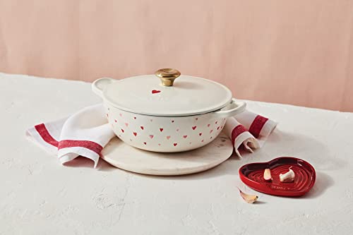 Le Creuset L'Amour Enameled Cast Iron Soup Pot, 2.75 Quarts, White with Heart Applique & Light Gold Knob