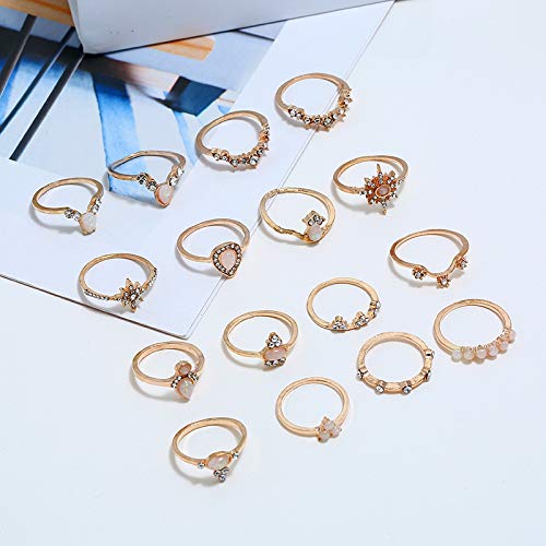 CSIYANJRY99 Boho Gold&Silver Ring Sets Star Moon Knuckle Rings for Women Multiple Rings Bulk Pack Stackable Midi Finger Rings Set (62Pcs)