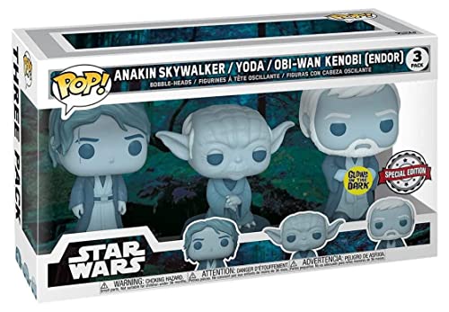 Funko Pop! Star Wars: Across The Galaxy - Force Ghost 3 Pack, Anakin, Yoda, OBI-Wan, Amazon Exclusive