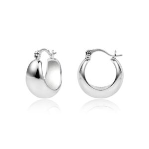 KISSPAT Chunky Silver Huggie Hoop Earrings for Women Hypoallergenic Sterling Silver Post Small Thick Huggie Earring Hoops