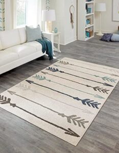 unique loom autumn collection area rug - arrow (2' x 3' 1" rectangle, ivory/ gray)