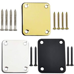 yoohua 3pcs electric guitar neck plate with crews, guitar neck plate for replacement electric guitar part