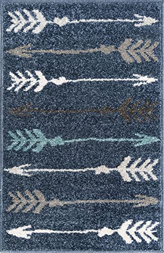 Unique Loom Autumn Collection Area Rug - Arrow (2' x 3' 1" Rectangle, Navy Blue/ Gray)