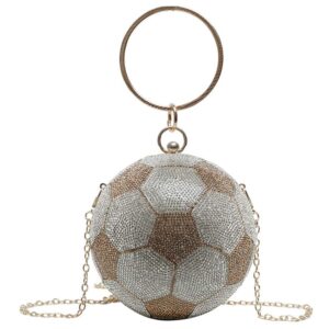 evening bag for women round soccer ball football shaped purse crossbody dazzling handle