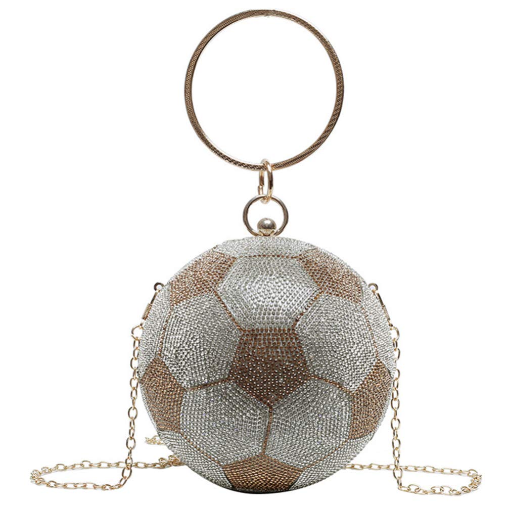 Evening Bag for Women Round Soccer Ball Football Shaped Purse Crossbody Dazzling Handle