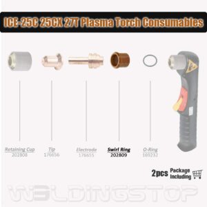 WeldingStop 202809 Swirl Ring fit for Miller Spectrum 375 X-treme Plasma Cutter ICE-25C ICE-27C Torch PKG-2