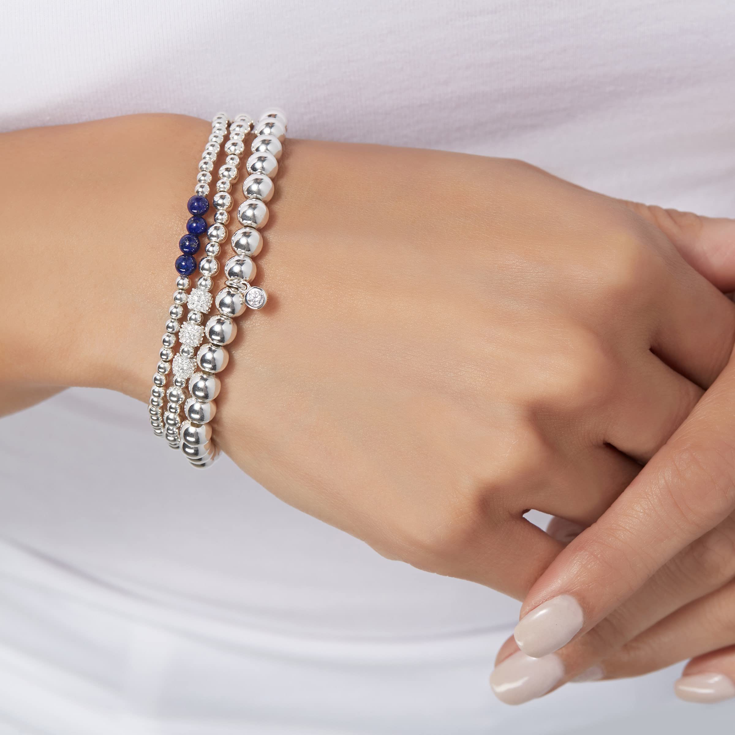 Silpada 'Loyalty' Natural Lapis Lazuli Stretch Bracelet in Sterling Silver, 6.75"