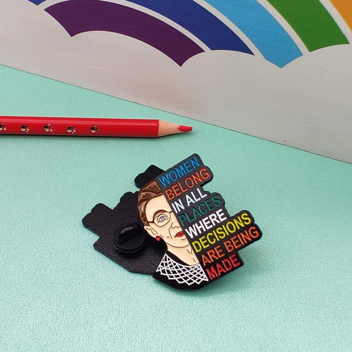 Arturbo for RBG Pin Women Girl Power Feminist Pin Badges Notorious I Dissent Pins for Ruth Bader Ginsburg Justice Lapel Pins Brooch for Clothing Bags Hats Decoration