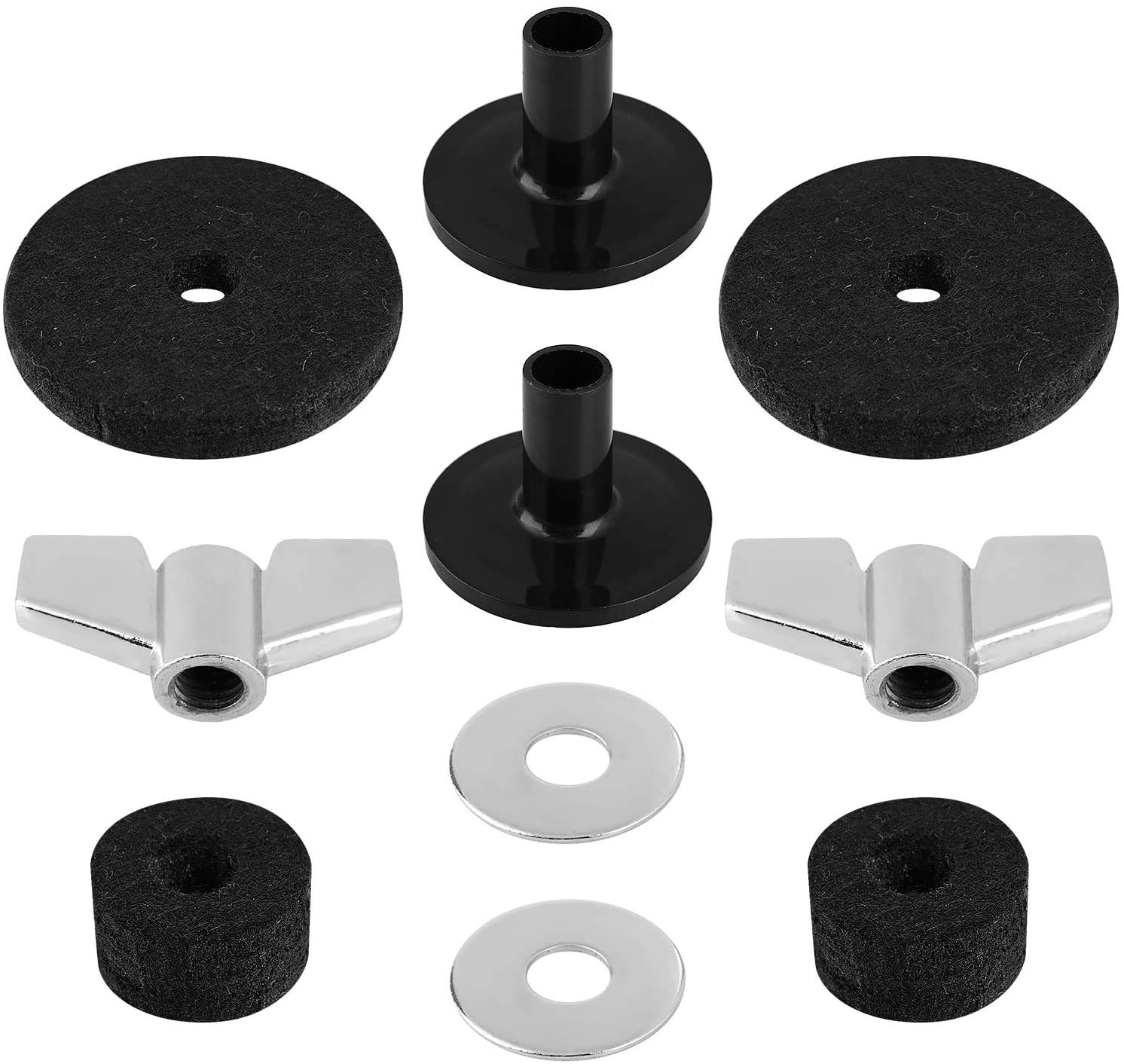 23 Pieces Cymbal Replacement Accessories Cymbal Felts Hi-Hat Clutch Felt Hi Hat Cup Felt Cymbal Sleeves with Base Wing Nuts Cymbal Washer and Drum Keys for Drum Set (23pcs)