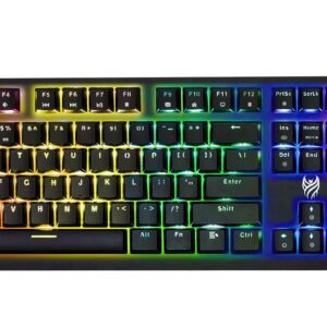 Blackmore Nocturna Wired Mechanical Gaming Keyboard - RGB Backlighting - Blue Clicky Mechanical Switches - Dedicated Media Keys & Dial - Aluminum Construction