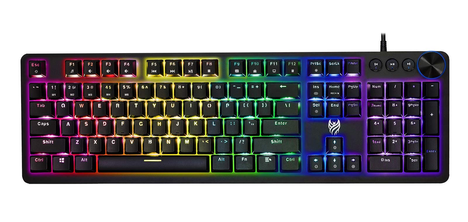 Blackmore Nocturna Wired Mechanical Gaming Keyboard - RGB Backlighting - Blue Clicky Mechanical Switches - Dedicated Media Keys & Dial - Aluminum Construction