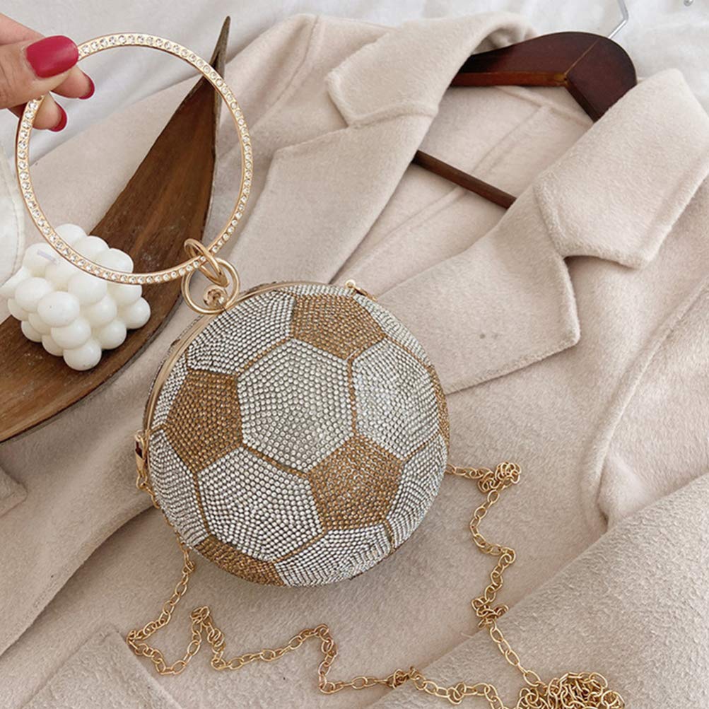 Evening Bag for Women Round Soccer Ball Football Shaped Purse Crossbody Dazzling Handle