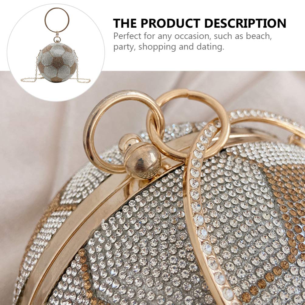 Evening Bag for Women Round Soccer Ball Football Shaped Purse Crossbody Dazzling Handle