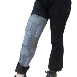 Wonder Care Knee Immobilizer Brace for Knee support for dislocation injuries ligament tear wraparound knee stabilizer splint for men & women (19” long) Grey-Small