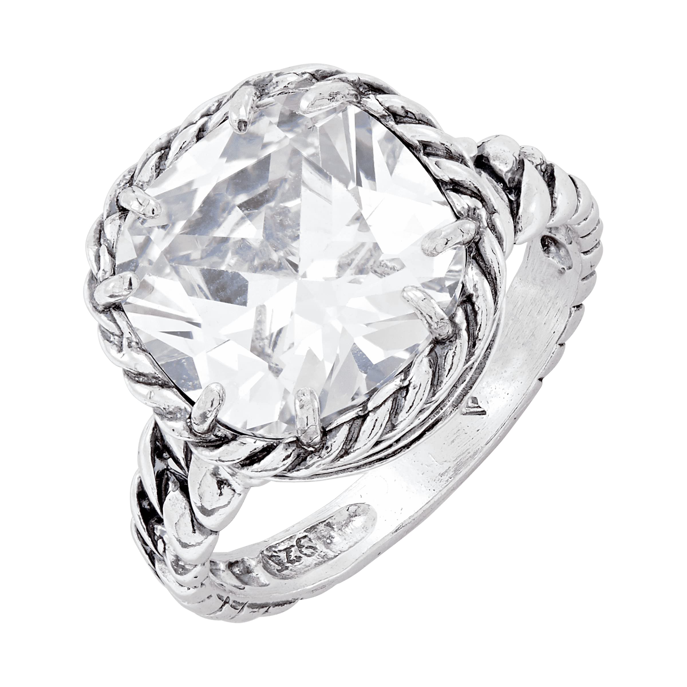 Silpada 'Braided Brilliance' Cubic Zirconia Cocktail Ring in Sterling Silver, Size 6, Size 6