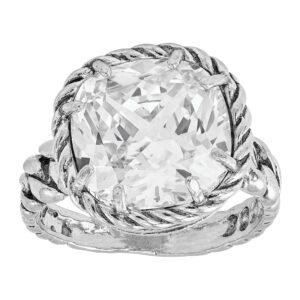 silpada 'braided brilliance' cubic zirconia cocktail ring in sterling silver, size 6, size 6