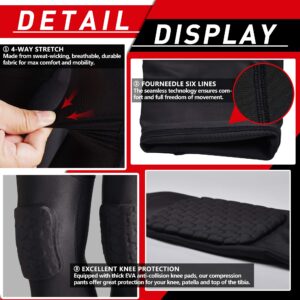 Legendfit Adults' Compression Pants with Knee Pads Basketball 3/4 Capri Men Women Padded Tights Leggings Protector White