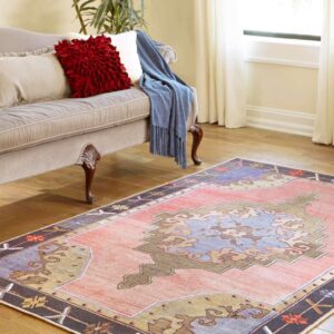 Unique Loom Timeless Collection Area Rug - Thomas (3' 6" x 5' 7" Rectangle, Pink/ Black)