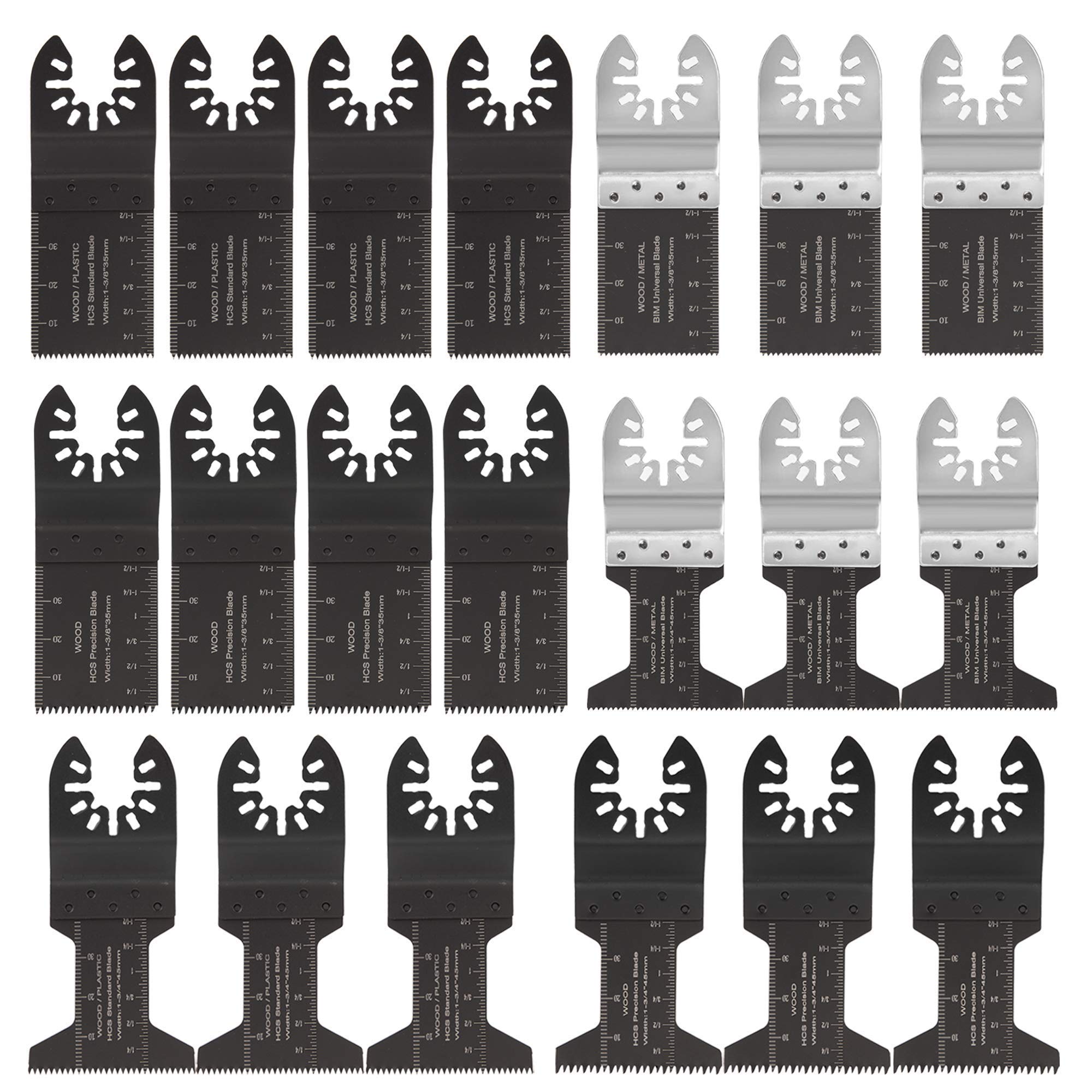 Oscillating Tool Blades Aesmed 20pcs Universal Multitool Saw Blades Quick Release Metal Wood Compatible with Fein Multimaster Porter Cable Black Decker Bosch Craftsman Ridgid Ryobi