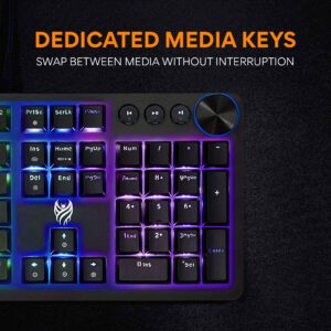 Blackmore Nocturna Wired Mechanical Gaming Keyboard - RGB Backlighting - Blue Clicky Mechanical Switches - Dedicated Media Keys & Dial - Aluminum Construction