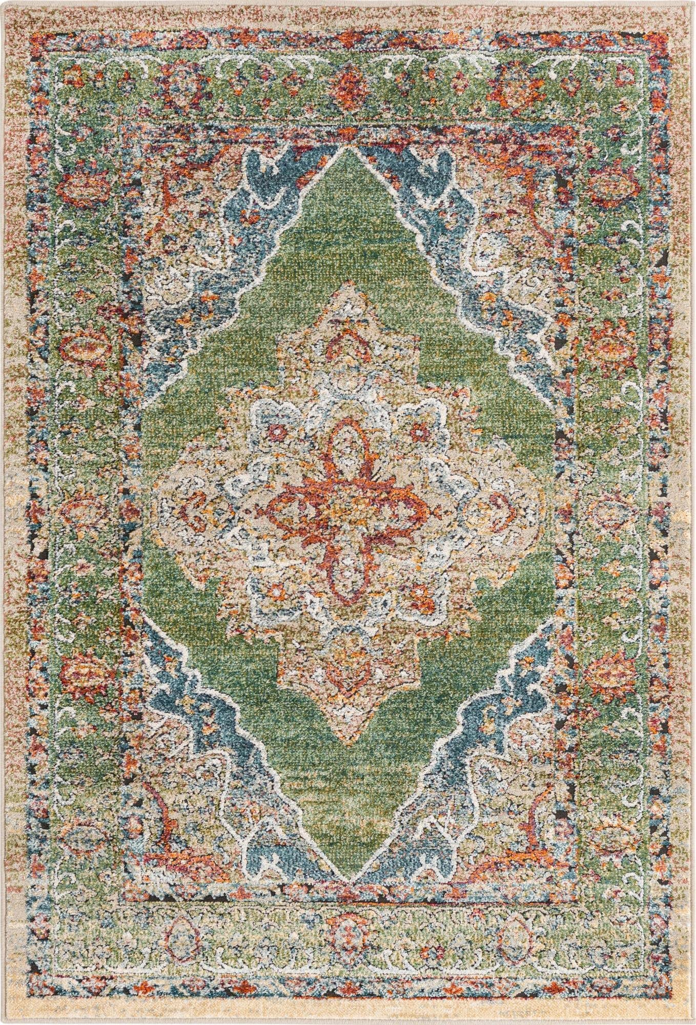 Unique Loom Isabella Collection Area Rug - Rossellini (4' 1" x 6' 1" Rectangle, Green/ Blue)