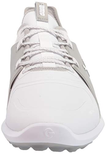 PUMA mens Ignite Fasten8 Pro Golf Shoe, Puma White-puma Silver-high Rise, 9.5 US