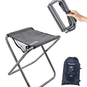 LFSEMINI Camping Stool, 16in Tall Large Size Folding Stool with Carry Bag, Aluminum Alloy Bracket, 1.5lbs Lightweight, Load Capacity to 300lbs, for Travel, Hiking, BBQ, Fishing, Beach(Grey)