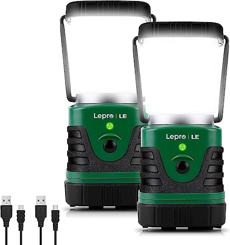 Lighting EVER LED Camping Lantern Rechargeable, 1000LM, 4 Light Modes, 4400mAh Power Bank, IP44 Waterproof, Lantern Flashlight for Hurricane Emergency, Hiking, Home and More, USB Cable Included