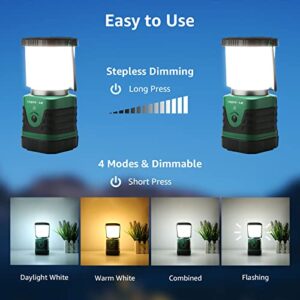 Lighting EVER LED Camping Lantern Rechargeable, 1000LM, 4 Light Modes, 4400mAh Power Bank, IP44 Waterproof, Lantern Flashlight for Hurricane Emergency, Hiking, Home and More, USB Cable Included