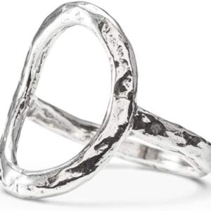 Joolala Karma Open Circle Round Minimalistic Ring in 925 Sterling Silver/Gold Plated - for Women (8, Silver)