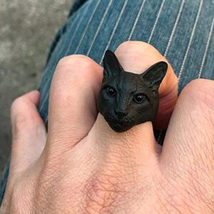 AttractionOil.com Black Cat Head Ring