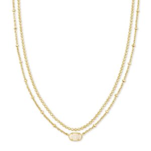 Kendra Scott Emilie Multi-Strand Necklace for Women, Fashion Jewelry, 14k Gold-Plated, Iridescent Drusy