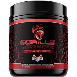 Gorilla Mode Nitric Stimulant Free Pre-Workout – Best Tasting and Most Effective Stimulant Free Pre-Workout/Massive Pumps · Vasodilation · Power / 646 Grams (Bombsicle)