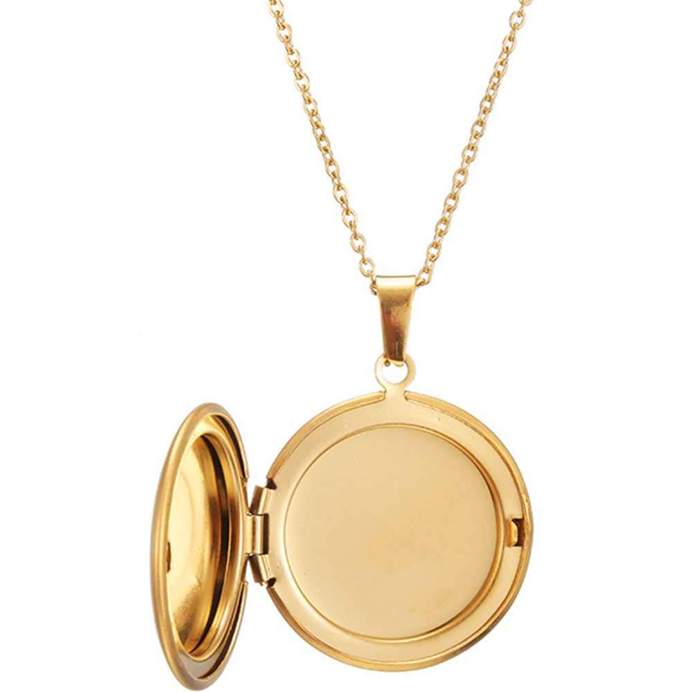 Jude Jewelers Stainless Steel Round Shaped Locket Style Statement Party Wedding Pendant Necklace (Gold)