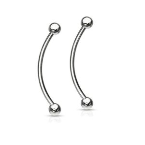 Luxe Modz Tongue Piercing snake Eyes 16g Curved Barbell with 4mm Solid balls Pack of 2