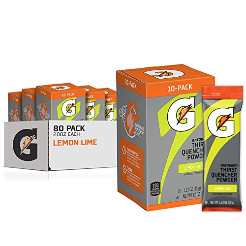 Gatorade Thirst Quencher Powder, Lemon Lime, 12 Oz, 10 count (pack of 8)