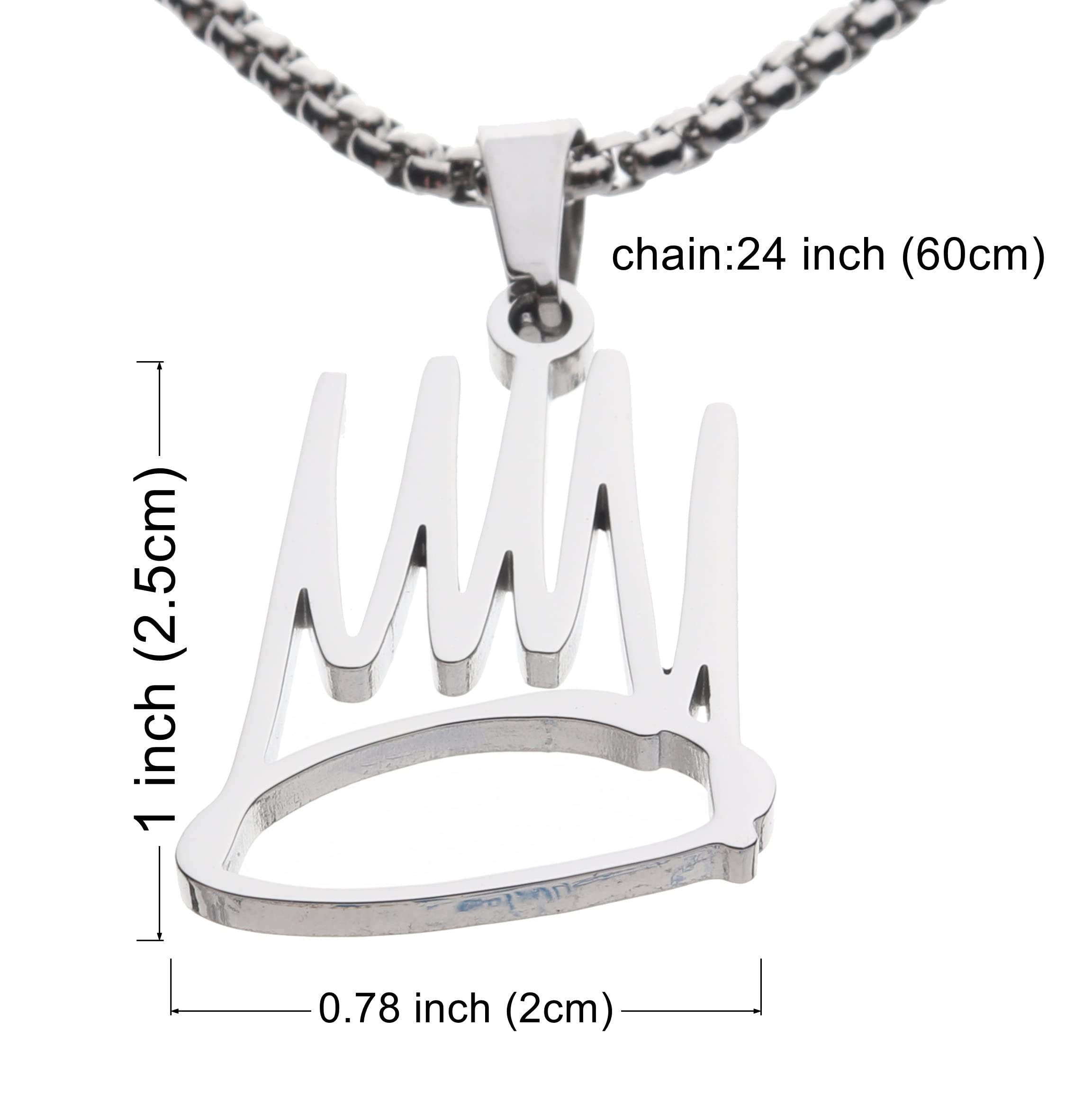 Ridetoxjx Crown Pendant Chain Necklace (Silver)