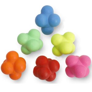 yaegoo 6 pcs reaction balls rubber reaction bounce balls for hand-eye coordination, agility & speed reflex training