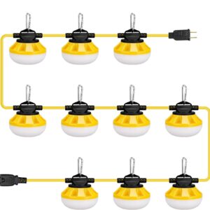 summstar 100ft led construction string lights, 100w 10000lm outdoor string work light temporary lighting, etl listed