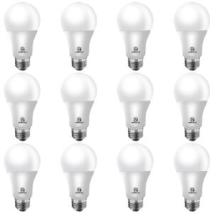 energetic a19 led bulb 60w equivalent, 5000k daylight led light bulbs, e26 standard base, 750lm, non-dimmable, ul listed, 12 pack