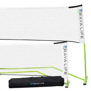 rayalife portable pickleball net & badminton net 2 in 1-22ft width standard pickleball net size- indoor & outdoor multi-sport pickleball net – weatherproof, durable, easy assembly