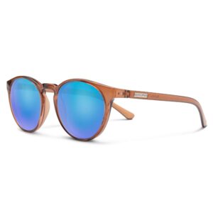 suncloud metric polarized sunglasses, transparent brown/polarized blue mirror, one size