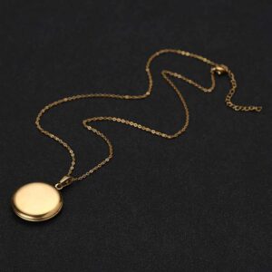 Jude Jewelers Stainless Steel Round Shaped Locket Style Statement Party Wedding Pendant Necklace (Gold)