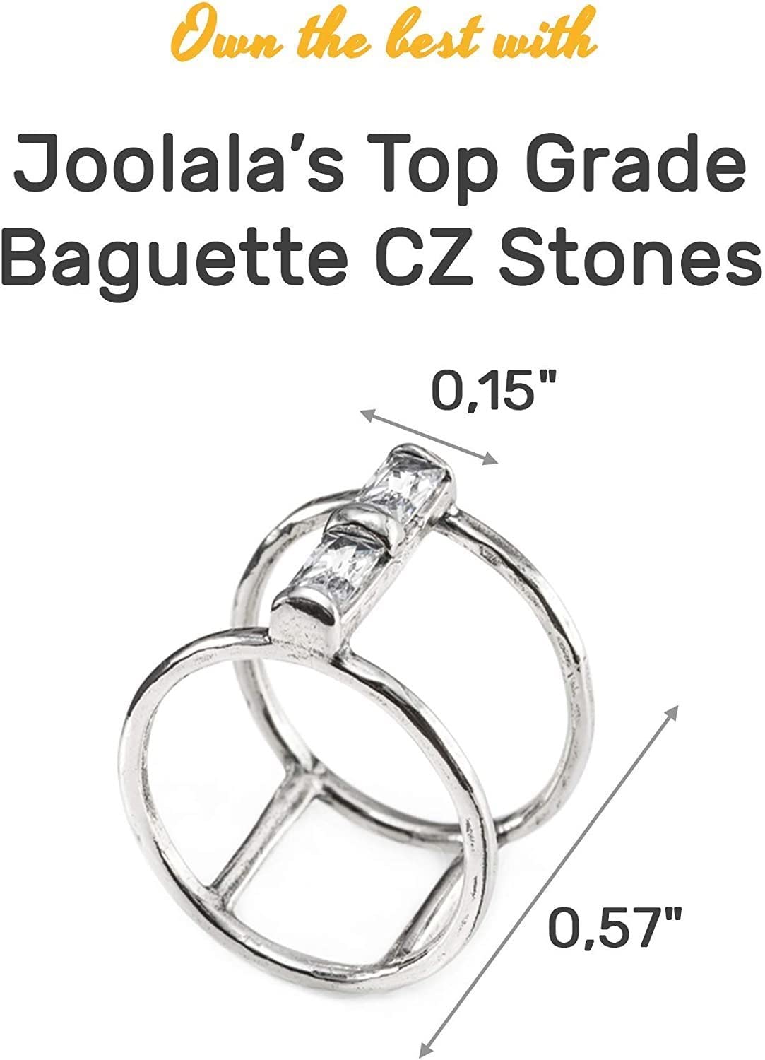 Joolala 925 Sterling Silver Double Baguette Cubic Zirconia Women’s Ring Elegant and Stylish – Gorgeous Oxidized Finish – Ideal Promise Ring, Engagement, Anniversary (10)