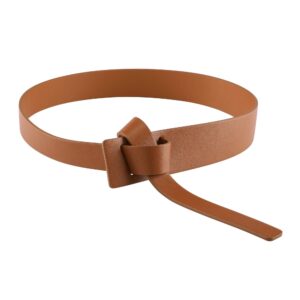 CHIC DIARY Women Fashion Knot Belt for Dress Jeans PU Leather Tie Waist Belt No Buckle Cinch Belt (Coffee)