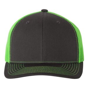 RICHARDSON Snapback Trucker Cap, Adjustable, Charcoal/Neon Green